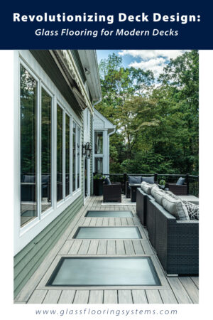 A wood and glass deck, with text overlay stating 'Deck Materials 101: Choosing the Right Options for Your Project' 
